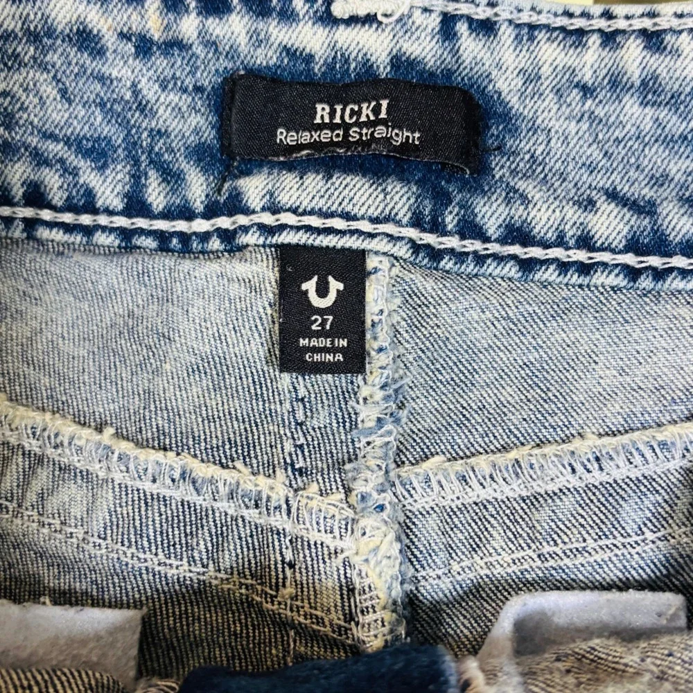 True Religion Ricki Relaxed Straight Carpenter Cargo Blue Denim Jeans 27 (4) - Picture 7 of 12